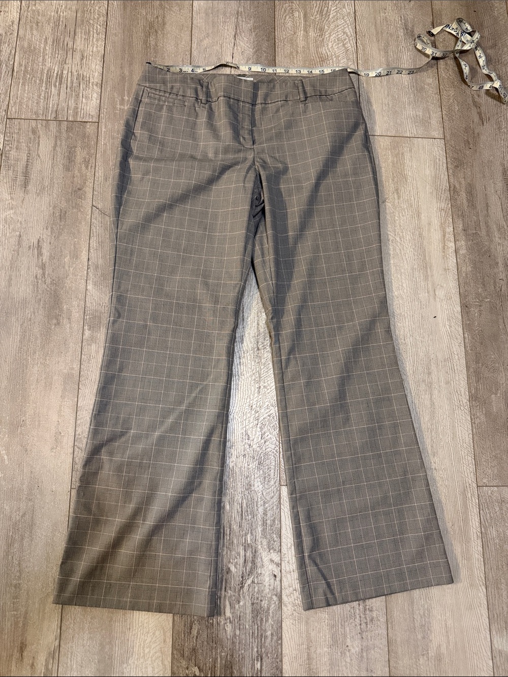 New York & Company Gray Plaid Boot Cut Dress Pants